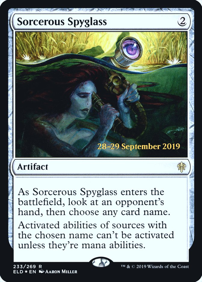 Sorcerous Spyglass [Throne of Eldraine Prerelease Promos] | Card Merchant Takapuna