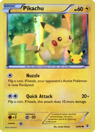 Pikachu (26/83) (20th Anniversary) [XY: Generations] | Card Merchant Takapuna