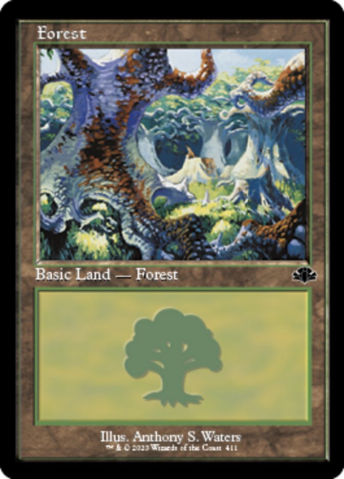 Forest (411) (Retro) [Dominaria Remastered] | Card Merchant Takapuna