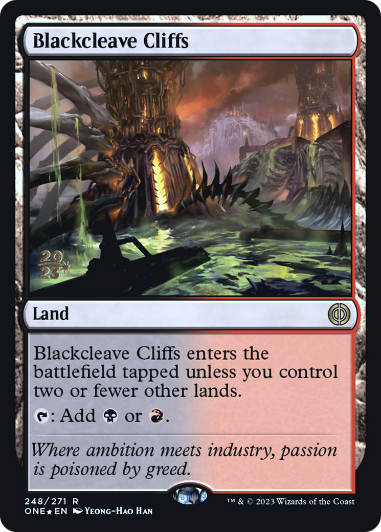 Blackcleave Cliffs [Phyrexia: All Will Be One Prerelease Promos] | Card Merchant Takapuna