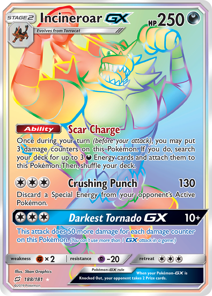 Incineroar GX (188/181) [Sun & Moon: Team Up] | Card Merchant Takapuna