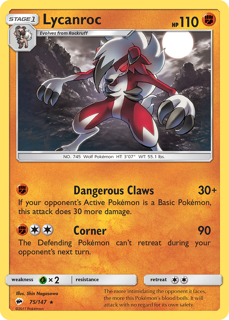 Lycanroc (75/147) [Sun & Moon: Burning Shadows] | Card Merchant Takapuna