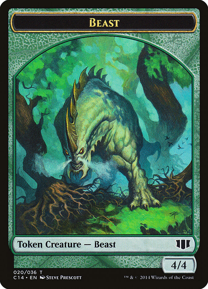 Elf Druid // Beast (020/036) Double-Sided Token [Commander 2014 Tokens] | Card Merchant Takapuna