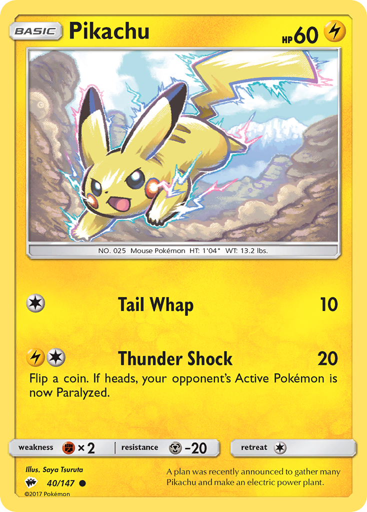 Pikachu (40/147) [Sun & Moon: Burning Shadows] | Card Merchant Takapuna