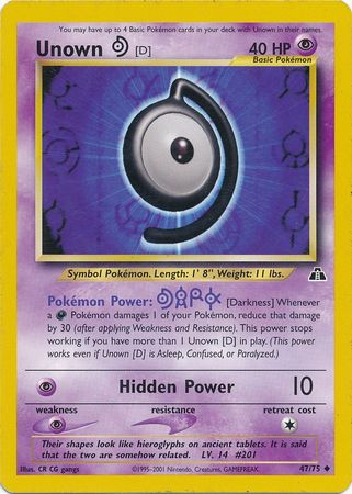 Unown [D] (47/75) [Neo Discovery Unlimited] | Card Merchant Takapuna