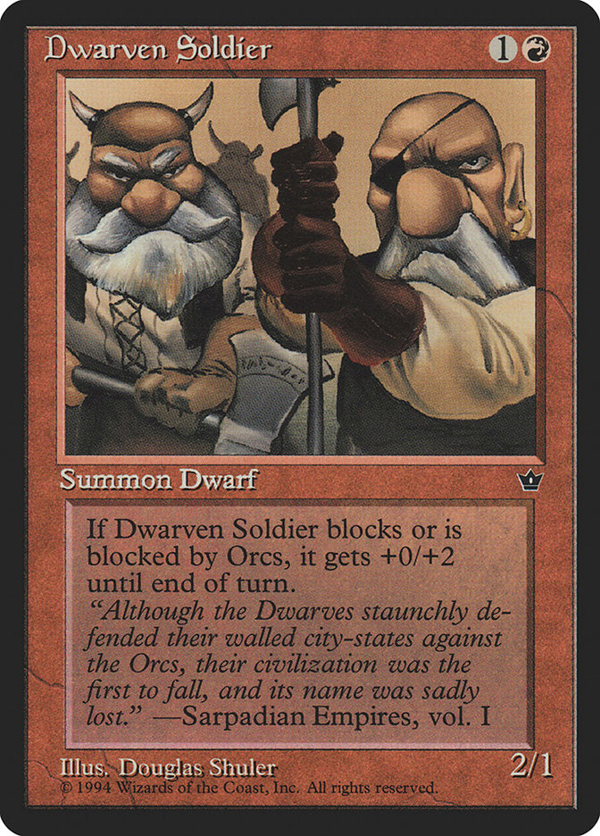 Dwarven Soldier (Douglas Shuler) [Fallen Empires] | Card Merchant Takapuna