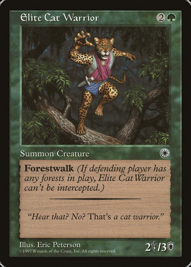 Elite Cat Warrior (With Flavor Text) [Portal] | Card Merchant Takapuna