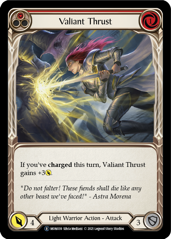 Valiant Thrust (Red) [U-MON039] (Monarch Unlimited)  Unlimited Normal | Card Merchant Takapuna