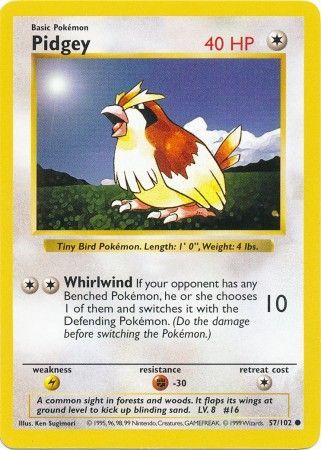 Pidgey (57/102) [Base Set Shadowless Unlimited] | Card Merchant Takapuna