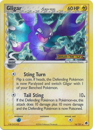 Gligar (16/101) (Delta Species) (Stamped) [EX: Dragon Frontiers] | Card Merchant Takapuna