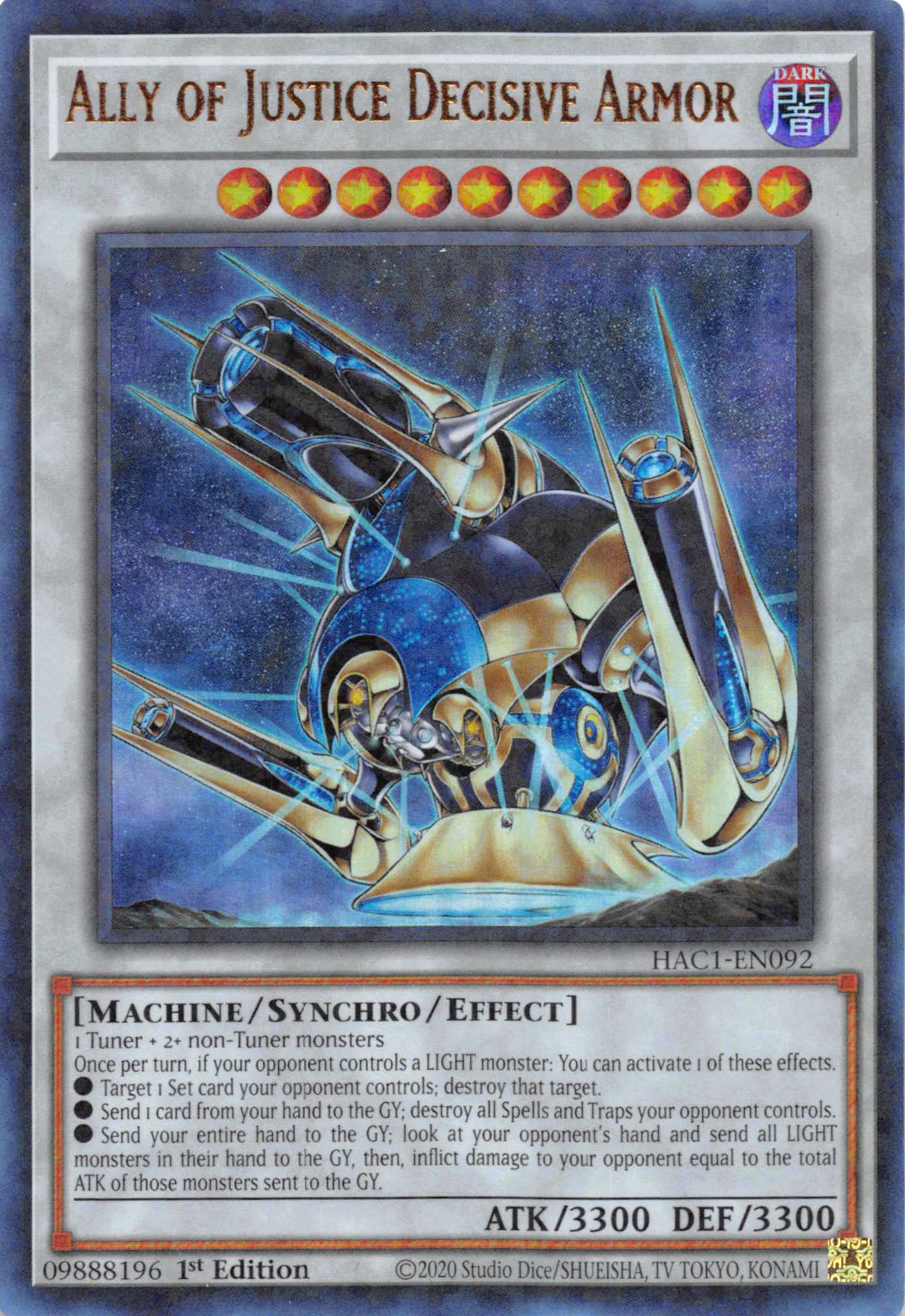 Ally of Justice Decisive Armor (Duel Terminal) [HAC1-EN092] Parallel Rare | Card Merchant Takapuna