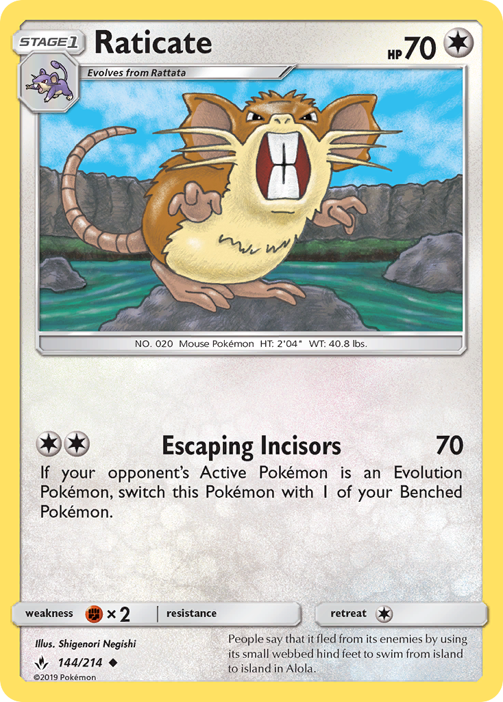 Raticate (144/214) [Sun & Moon: Unbroken Bonds] | Card Merchant Takapuna