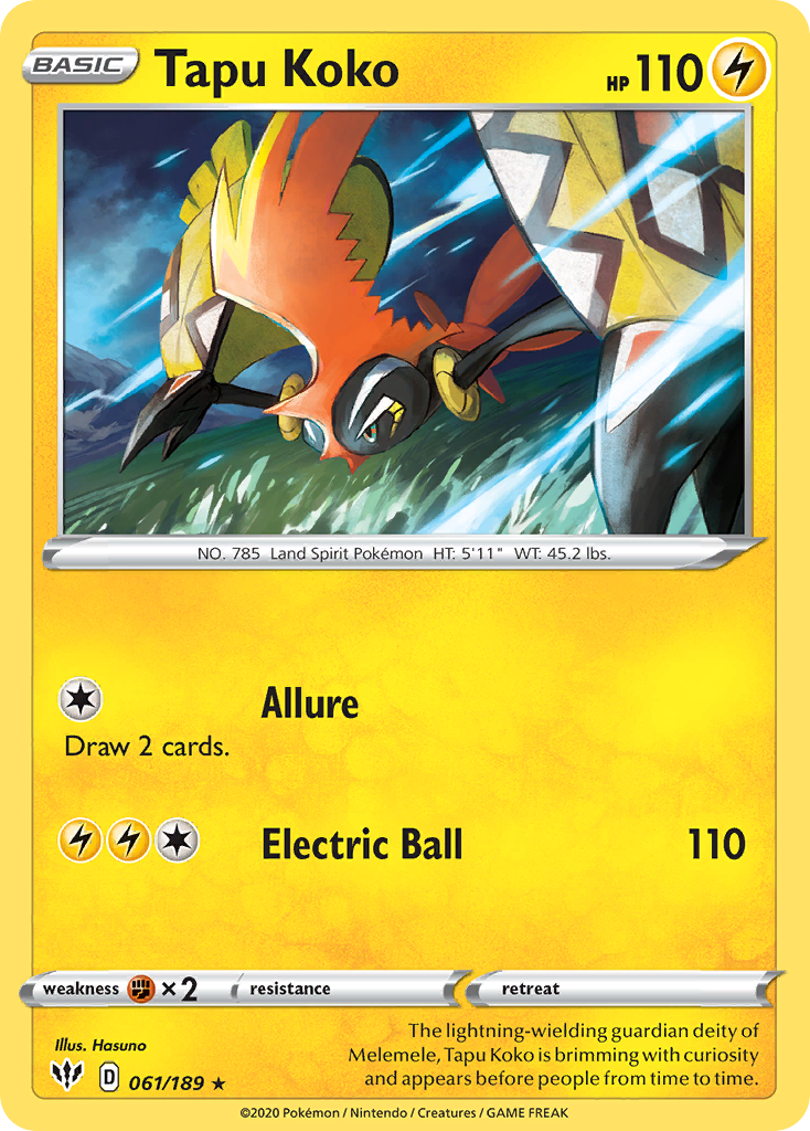 Tapu Koko (061/189) [Sword & Shield: Darkness Ablaze] | Card Merchant Takapuna