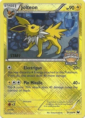 Jolteon (37/108) (Regional Championship 2013 Promo Staff) [Black & White: Dark Explorers] | Card Merchant Takapuna