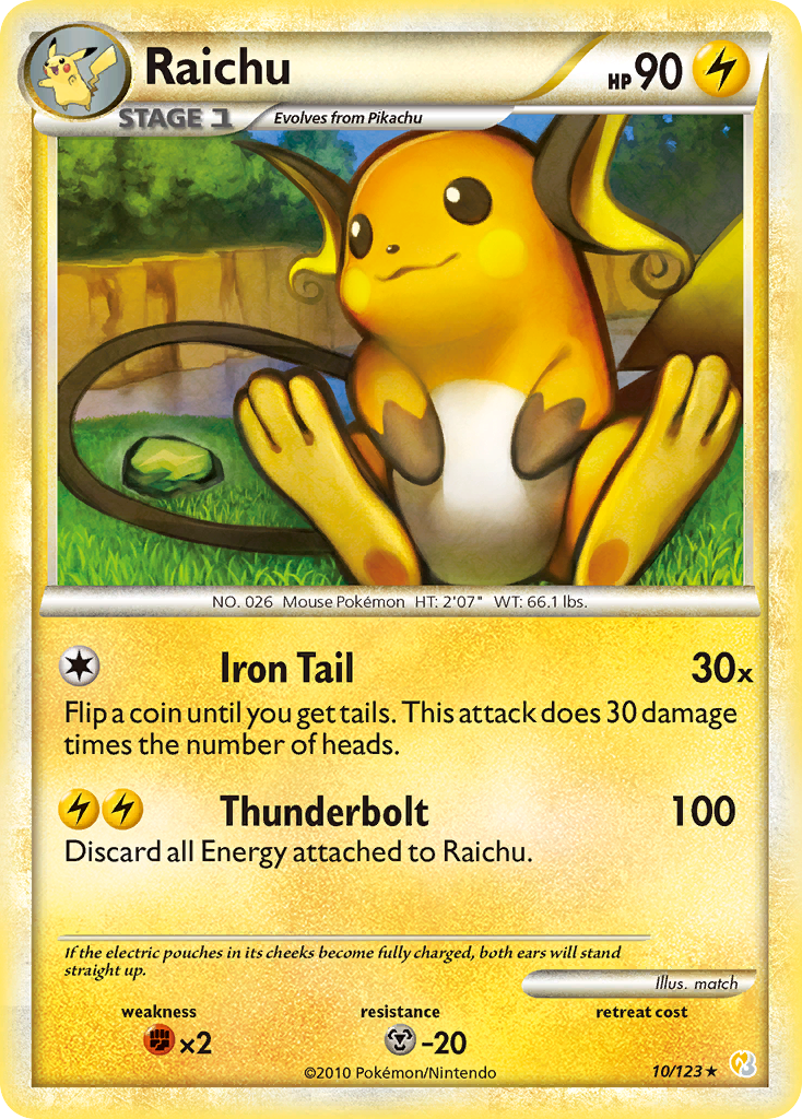 Raichu (10/123) [HeartGold & SoulSilver: Base Set] | Card Merchant Takapuna