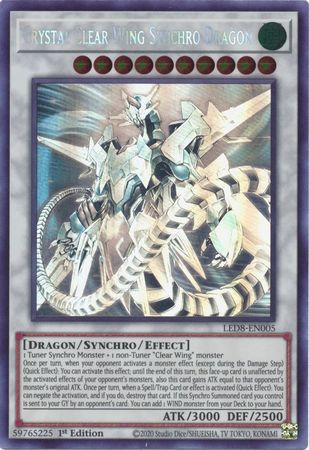 Crystal Clear Wing Synchro Dragon [LED8-EN005] Ghost Rare | Card Merchant Takapuna