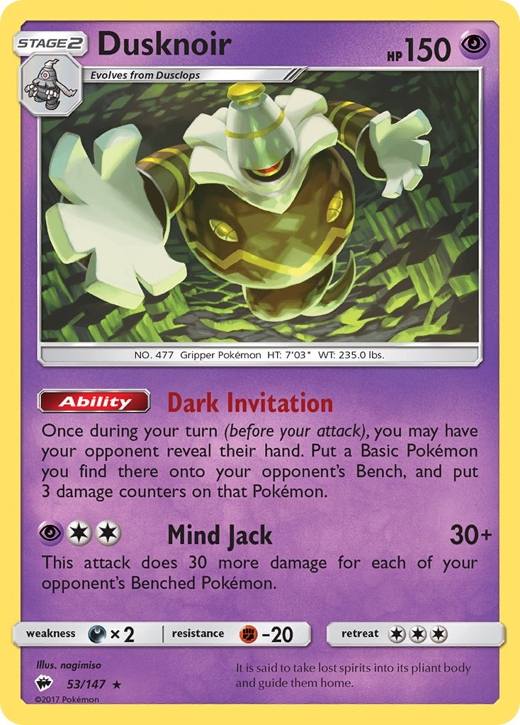 Dusknoir (53/147) (Theme Deck Exclusive) [Sun & Moon: Burning Shadows] | Card Merchant Takapuna