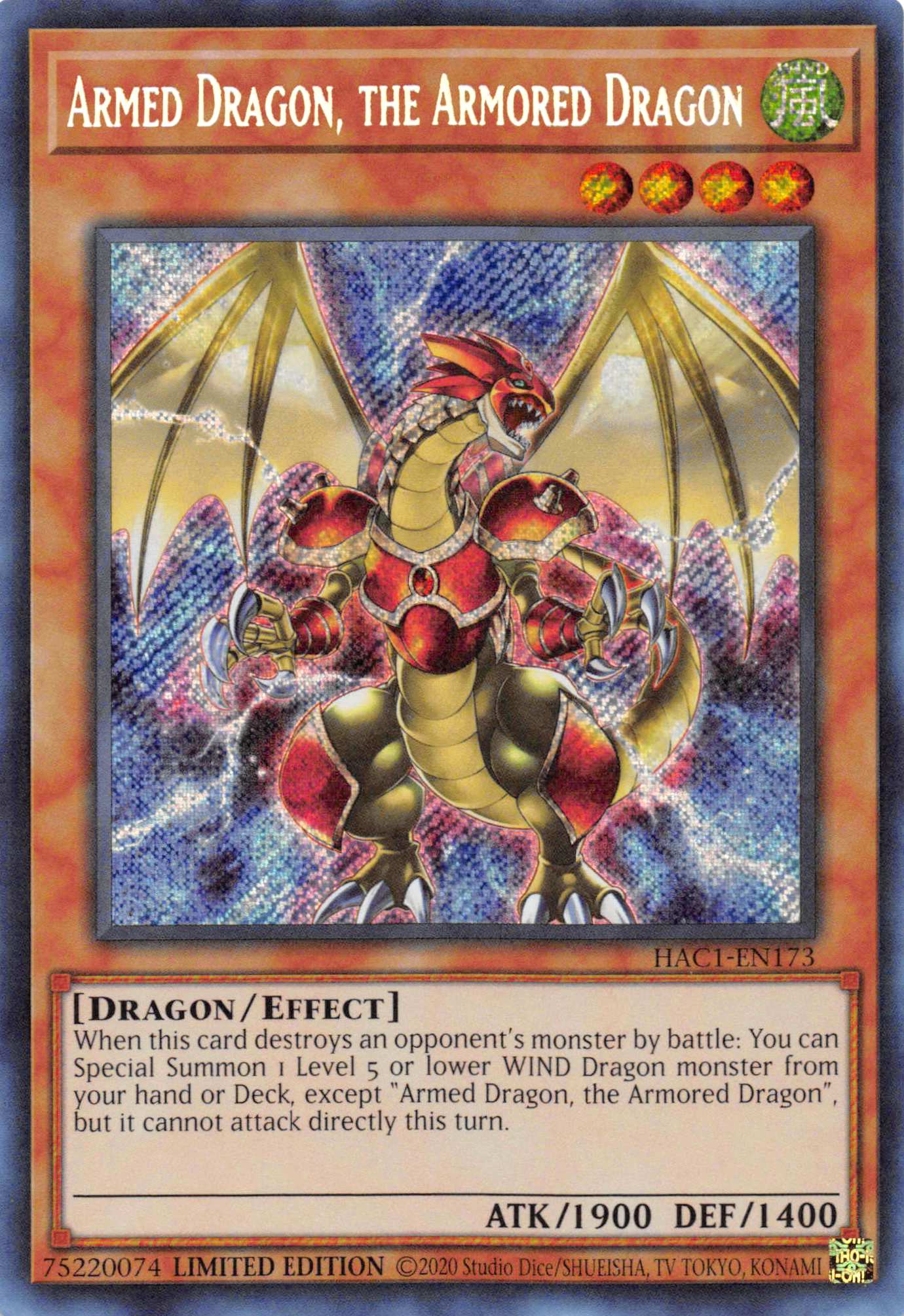 Armed Dragon, the Armored Dragon [HAC1-EN173] Secret Rare | Card Merchant Takapuna