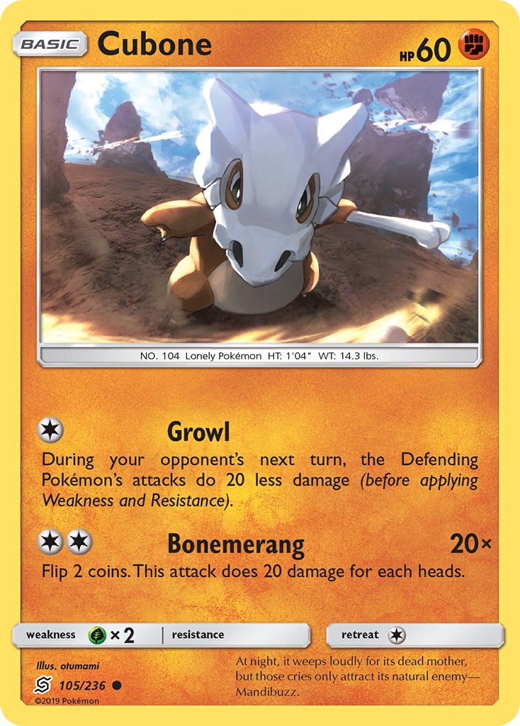 Cubone (105/236) [Sun & Moon: Unified Minds] | Card Merchant Takapuna