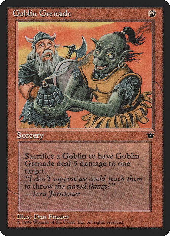 Goblin Grenade (Dan Frazier) [Fallen Empires] | Card Merchant Takapuna