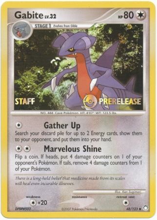 Gabite (48/123) (Staff Prerelease Promo) [Diamond & Pearl: Black Star Promos] | Card Merchant Takapuna