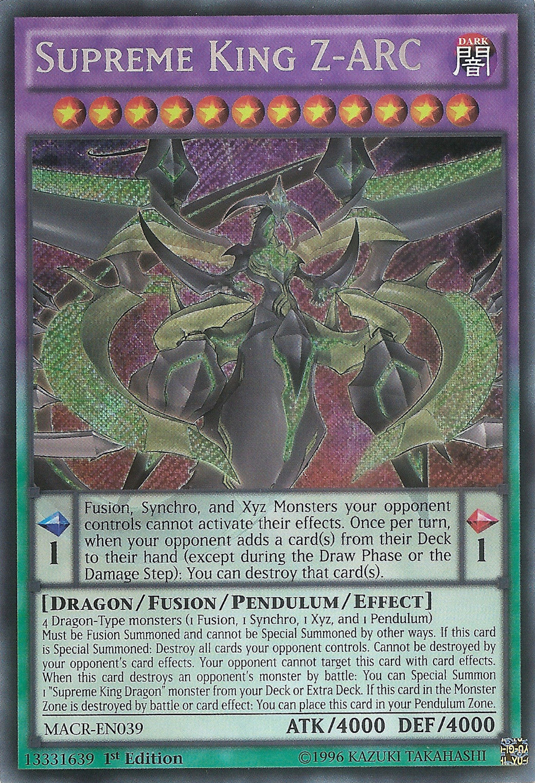 Supreme King Z-ARC [MACR-EN039] Secret Rare | Card Merchant Takapuna