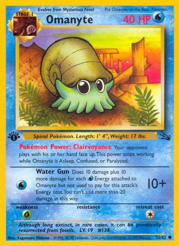 Omanyte (52/62) [Fossil 1st Edition] | Card Merchant Takapuna