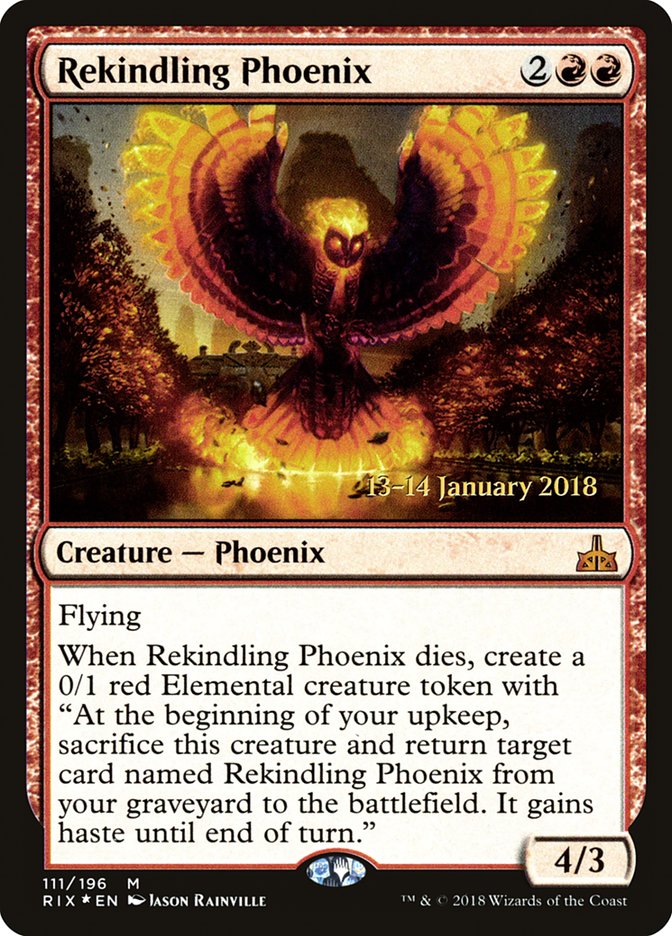 Rekindling Phoenix [Rivals of Ixalan Prerelease Promos] | Card Merchant Takapuna