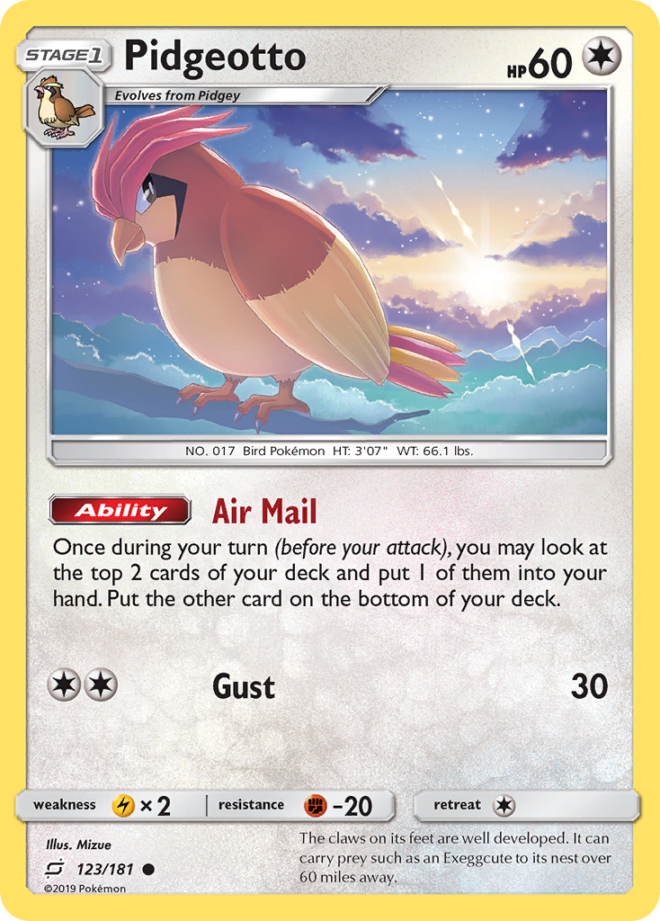 Pidgeotto (123/181) [Sun & Moon: Team Up] | Card Merchant Takapuna