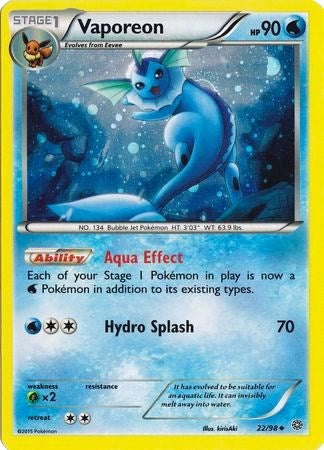 Vaporeon (22/98) (Cosmos Holo) [XY: Ancient Origins] | Card Merchant Takapuna