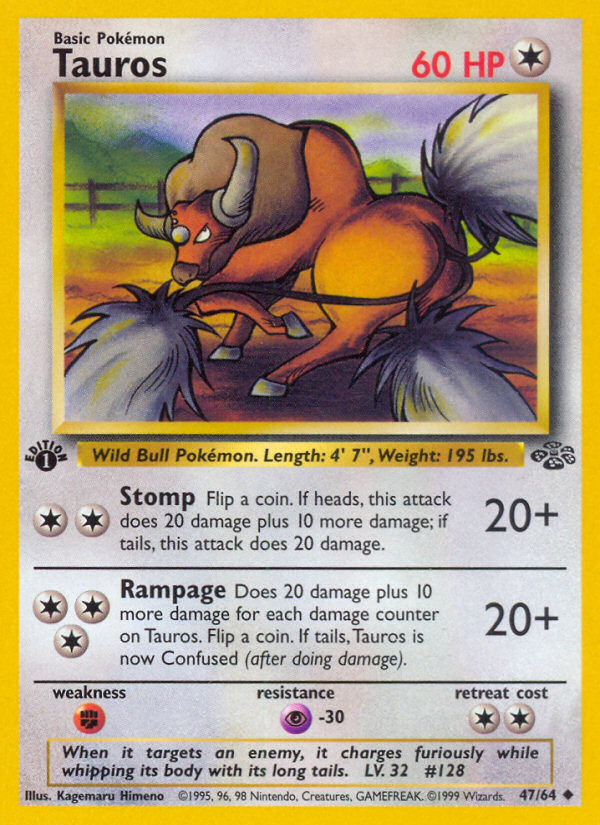 Tauros (47/64) [Jungle 1st Edition] | Card Merchant Takapuna