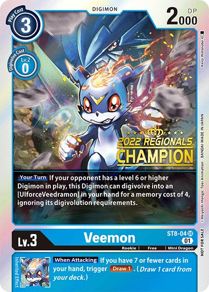 Veemon [ST8-04] (2022 Championship Online Regional) (Online Champion) [Starter Deck: Ulforce Veedramon Promos] | Card Merchant Takapuna