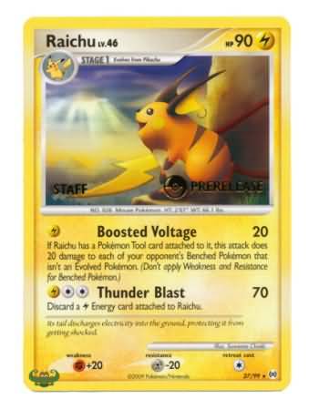 Raichu (27/99) (Staff Prerelease Promo) [Nintendo: Black Star Promos] | Card Merchant Takapuna