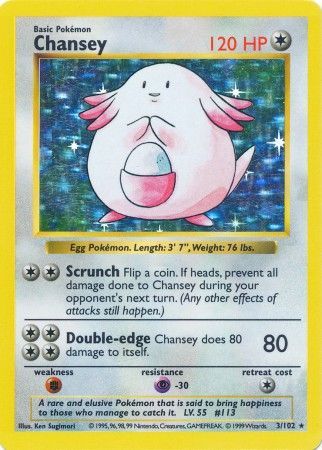 Chansey (3/102) [Base Set Shadowless Unlimited] | Card Merchant Takapuna