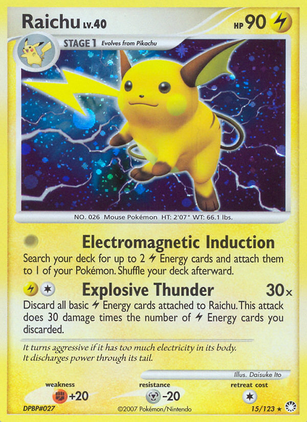 Raichu (15/123) [Diamond & Pearl: Mysterious Treasures] | Card Merchant Takapuna