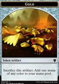 Gold // Cat Dragon Double-Sided Token [Commander 2017 Tokens] | Card Merchant Takapuna