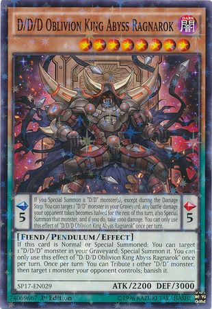 D/D/D Oblivion King Abyss Ragnarok [SP17-EN029] Starfoil Rare | Card Merchant Takapuna