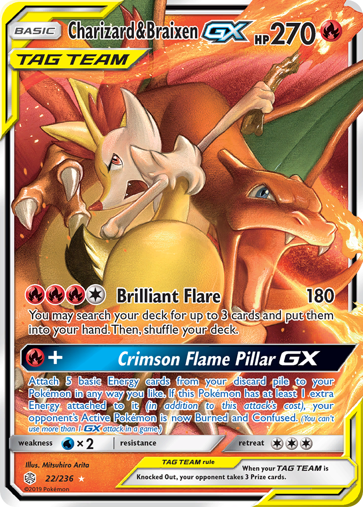 Charizard & Braixen GX (22/236) [Sun & Moon: Cosmic Eclipse] | Card Merchant Takapuna