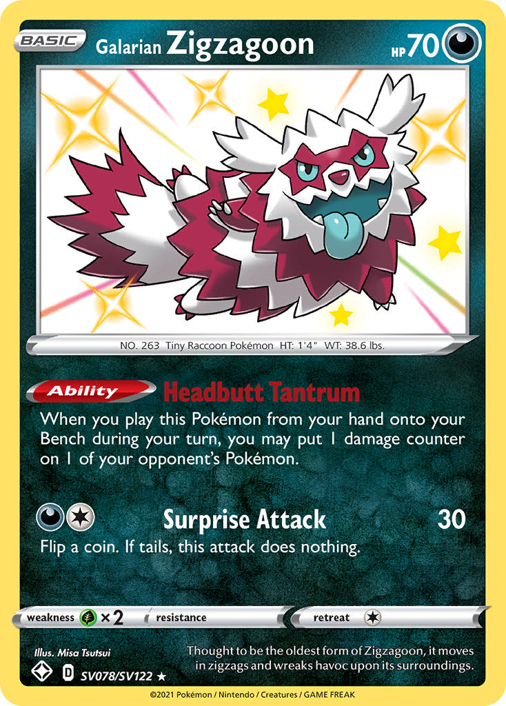 Galarian Zigzagoon (SV078/SV122) [Sword & Shield: Shining Fates] | Card Merchant Takapuna