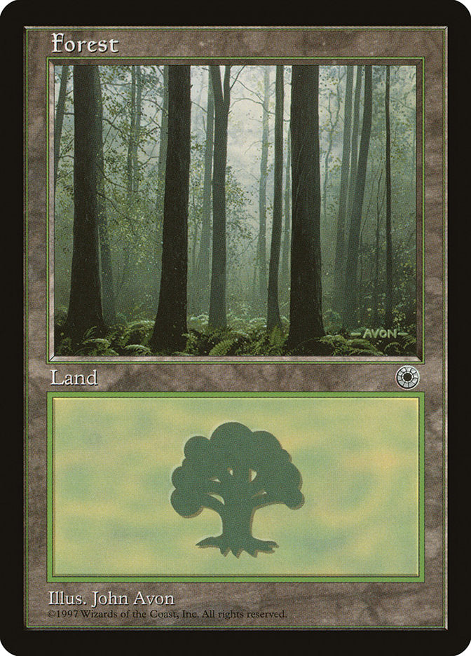 Forest (Three Dark Trees at Front with Lush Ground) [Portal] | Card Merchant Takapuna