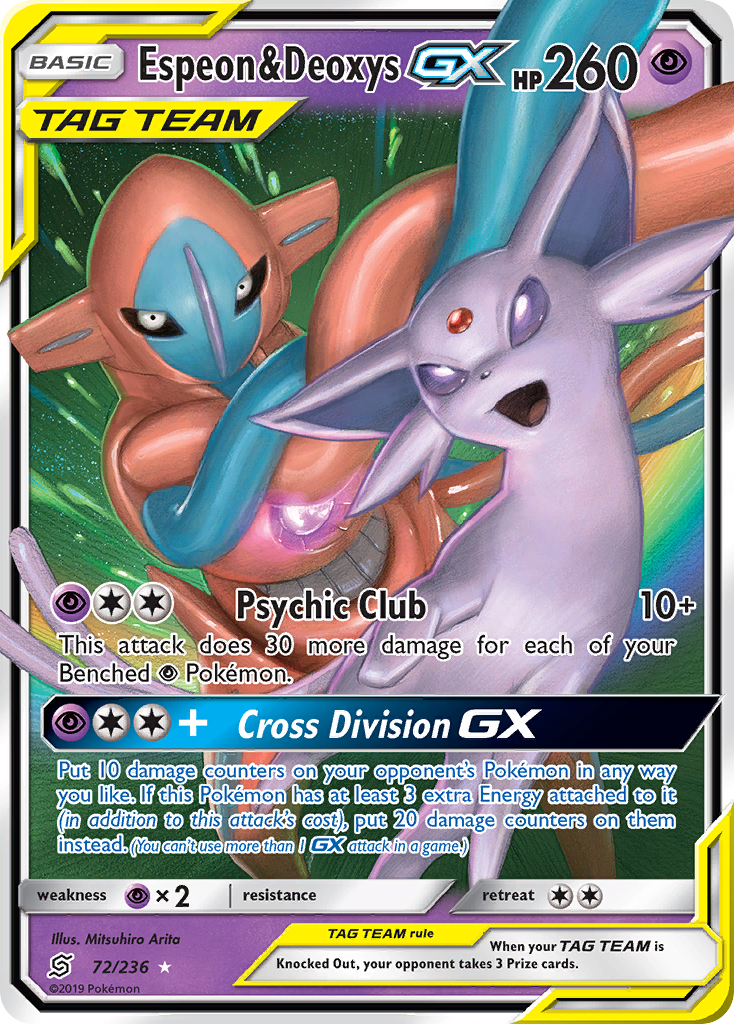 Espeon & Deoxys GX (72/236) [Sun & Moon: Unified Minds] | Card Merchant Takapuna