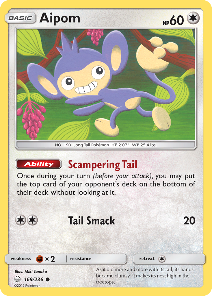 Aipom (169/236) [Sun & Moon: Cosmic Eclipse] | Card Merchant Takapuna