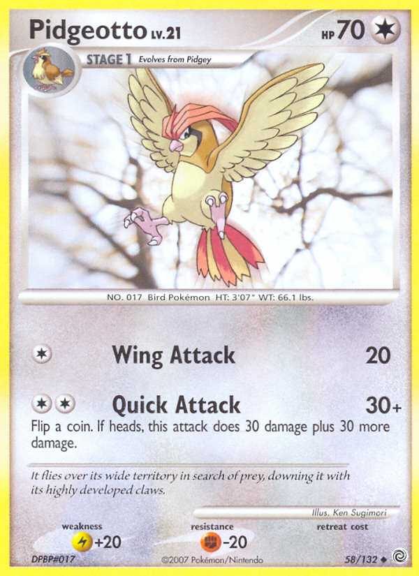 Pidgeotto (58/132) [Diamond & Pearl: Secret Wonders] | Card Merchant Takapuna