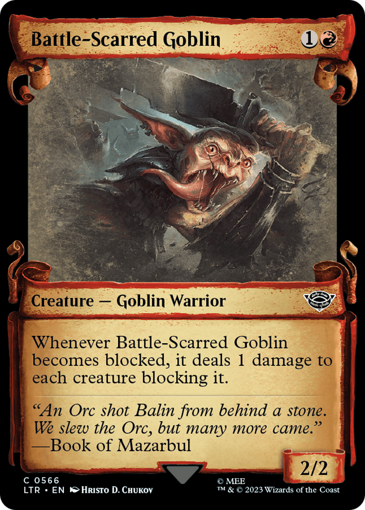 Battle-Scarred Goblin [The Lord of the Rings: Tales of Middle-Earth Showcase Scrolls] | Card Merchant Takapuna