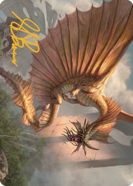 Ancient Gold Dragon Art Card (28) (Gold-Stamped Signature) [Commander Legends: Battle for Baldur's Gate Art Series] | Card Merchant Takapuna