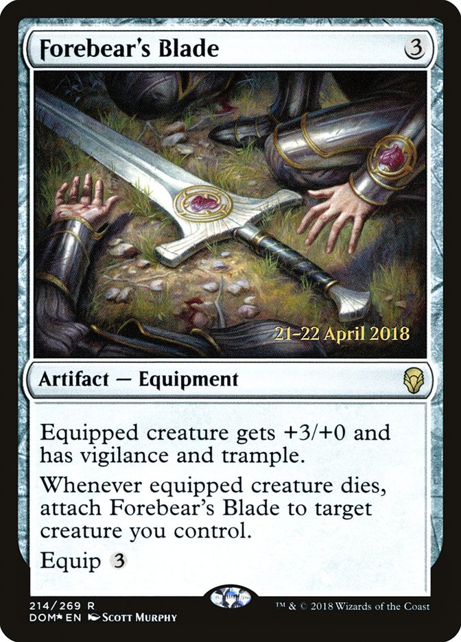 Forebear's Blade [Dominaria Prerelease Promos] | Card Merchant Takapuna