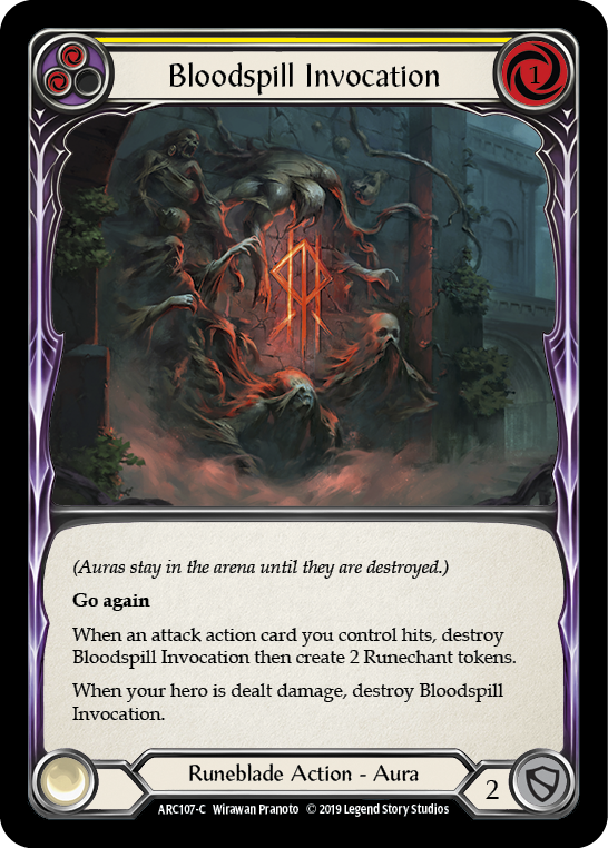 Bloodspill Invocation (Yellow) [ARC107-C] (Arcane Rising)  1st Edition Rainbow Foil | Card Merchant Takapuna