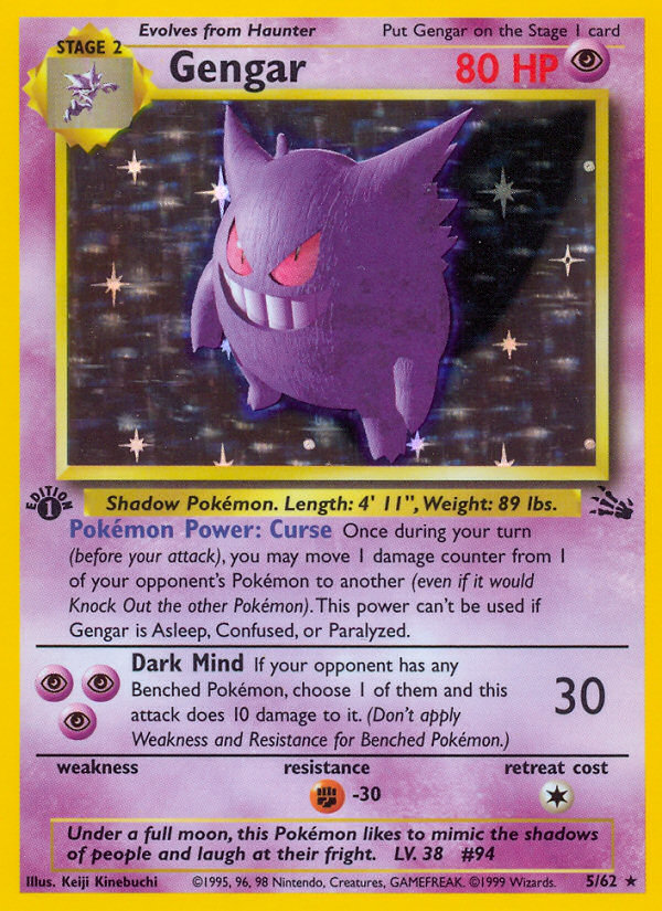 Gengar (5/62) [Fossil 1st Edition] | Card Merchant Takapuna