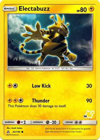 Electabuzz (43/156) (Pikachu Stamp #58) [Battle Academy 2020] | Card Merchant Takapuna