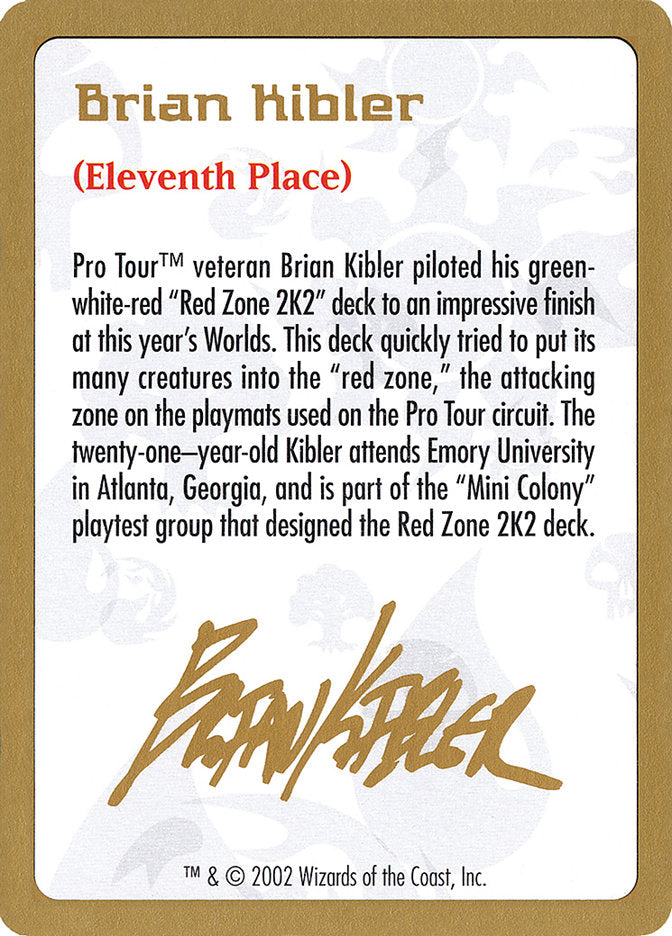 Brian Kibler Bio [World Championship Decks 2002] | Card Merchant Takapuna